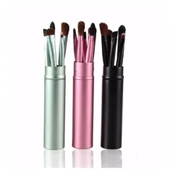 5PCS Makeup Brush Sets Läppborste Ögonskugga Panna Pensel Ställ ögonmakeupborstar med aluminiumburk