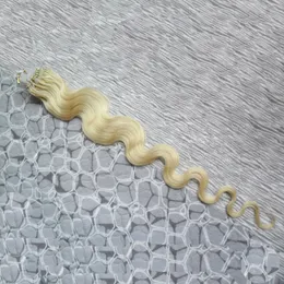 Loop Micro Ring Human Hair Extensions 100g Blondin Obehandlad Virgin Brasiliansk Body Wave Hair Micro Loop Ring Hårförlängningar