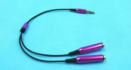 3.5 mmジャックAUXオーディオケーブル1男性から2の女性のヘッドフォンのスプリッタY金属の延長ケーブル