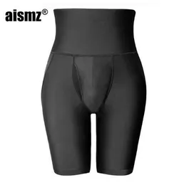 Aismz Mężczyźni Body Shaper Butt Lifter Czarny Waist Trener Bielizna Majtki Człowiek Gorset Odchudzanie Spodnie Control Hip Hipting Shaperwear