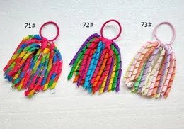 18 PCS GIRL O A-Korker Ponytail Holder Rainbow Hair Accessories Corker Tassel Streamers Hair Flower Elastic Curly Ribbon Headwear PD002