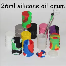 26ml drum shape silicone jar dab wax container hot silicone container concentrate jar multi colors silicone oil drum wax barrel jar DHL free