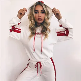 Vår Sexiga Tracksuits Stprista Tryckta kvinnor Sportkläder Kvinnor Casual Suit Sweet Sweatshirt med Long Pant 2pc Set