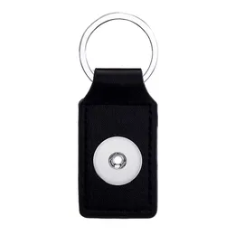 Square Leather Keychain Jewelry 18mm Snap buttons key ring chain Fit Snaps jewelry Keyring