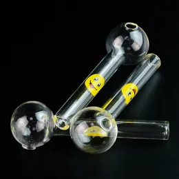 ガラススプーンパイプスマイルロゴガラスパイレックスオイルバーナーパイプ4インチ喫煙パイプTobacooツールSW15