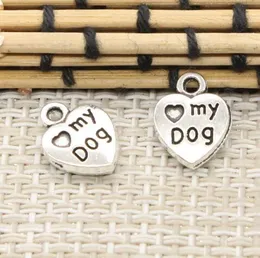 200Pcs alloy Heart Love My Dog Antique silver bronze Charms Pendant For necklace Jewelry Making findings 13x10mm