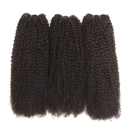 Grado 10a India Fasci di tessuto per capelli ricci crespi Colore naturale Fasci di capelli umani a densità 130 Fasci di capelli umani Remy da 8-30 pollici