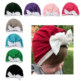トレンディな素敵な赤ちゃんの頭飾り秋冬の帽子女の子ウサギの耳の結び目ヘッジキャップ子供インドの帽子幼児新生児の写真小道具帽子