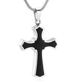 Memorial Silver Cross Urn Pendant - Ashes Holder Keepsake For Men Stainless Steel Cremation Jewelry +Fill kit