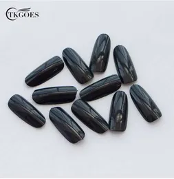 NEUE TKGOES 500 PCS Schwarz Oval Nagel Tipps Falsche Acryl Nägel Tipps UV Gel Voll Künstliche Französisch Nail art Tipps Werkzeuge Voll Falsche Nägel