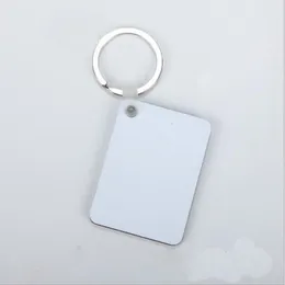 Whole 10pcs MDF Blank Key Chain Rectangle Sublimation Wooden Key Ring For Heat Press Transfer Po Logo Thermal printing Gift301U