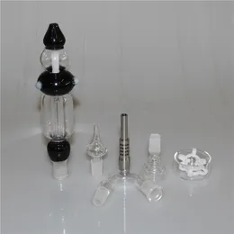 Wasserpfeifen-Bong-Rohrset mit zwei Funktionen, 14 mm Bohrinseln, Glaswasserpfeifen mit Gehäuse, Titannagel, Quarzspitze, Glasschale, runde Schale