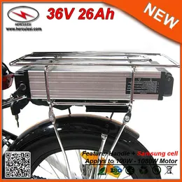 딥 사이클 1000W 후면 랙 Electrci 자전거 배터리 36V 26Ah 리튬 이온 배터리 사용됨 2.6Ah 셀 30A BMS + 2A 충전기