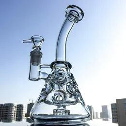 Clear Hookahs Glass Bong Swiss Perc Bongs Recycler Beaker Dab Oil Rigs Hookahs Fab Egg With Showerheaad Water Pipes MFE09