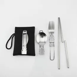 3 I 1/set foldbar utomhus camping picknick bordsartar tostfritt st￥l b￤rbara sked gaffel knivpinnar kostym dhl