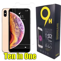 För iPhone 12 Pro Max 11 XR-tempererat glas Samsung Galaxy 9h Tankens skärmskydd för iPhone XS Max XR