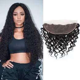 Mink indiano de cabelo virgem renda frontal 10-24 polegadas molhada e onda 13x4 Water Wave Lace Frontal Color natural com cabelos para beb￪