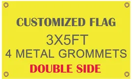 Partihandel Digital Utskrift Anpassad Flagg Banner Flying Design Double Side 3x5 Ft 100D Polyester Banners med metallgrommets