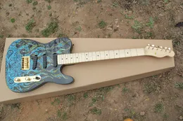 Signed Electric Guitar with Blue Flame Pattern,3S Pickups,Maple Fingerboard,Golden Hardwares,offer customized services