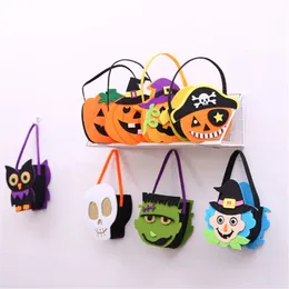 Puntelli di Halloween Tote Candy Bag Zucca Strega Cranio Decorativo Bambini Borsa in tessuto non tessuto in feltro per la celebrazione del festival per bambini