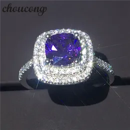 choucong мода подушка cut 3ct фиолетовый Diamonique Циркон ювелирные изделия стерлингового серебра 925 годовщины обручальное кольцо для женщин