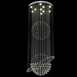 Lüks Modern Merdiven Aydınlatma Uzun Kristal Avize Büyük Gömme Dağı LED Kapalı Koridor Işık Fikstür Asılı Cristals Luster