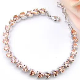 Kvinnor Armband Hjärtformad Champagne Morganite Armband 925 Silver Plated Engagement Ny Charm Zircon Tennis Armband 8 tum