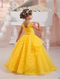 Tulle Ball Suknia Kwiat Girl Dress Kids Custom Made Prom Dress Princess Crystal Beading Suknia dla małej dziewczynki
