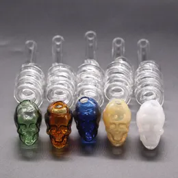 Colorful Helix Skull 2.2mm Thickness Pyrex Glass Curved Oil Burner Water Smoking Pipes Balancer Bongs