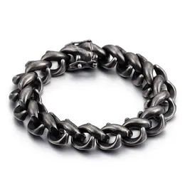 Vintage Black Stainless Steel Bracelet Men Fashion New Biker Chain & Link Mens Bracelets & Bangles 2018 Male Jewelry Gifts
