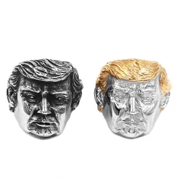Darmowa Wysyłka Hurtownie USA Prezydent Trump Pierścień Biżuteria Ze Stali Nierdzewnej Najnowszy Silver Gold American President Cool Biker Mens Ring 869b