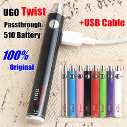 Kina Factory Ego UGO VV-batterier Variabel spänning Ego-C Twist Micro USB EVOD PassedThrough Batteri FIT 510 Atomizers CE3 Vaporizer