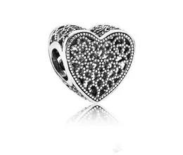 Promozione 30pc argento grande buco fai da te branello allentato amore cuore charms gioielli marcatura fascino fit pandora stile europeo braccialetto collana donne