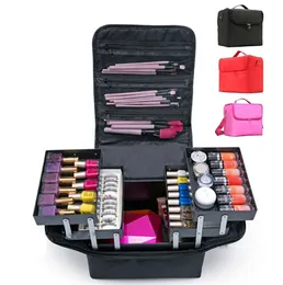 Moda Kobiety Makeup Organizator Duża Pojemność Wielowarstwowa Clapboard Torba Kosmetyczna Case Beauty Salon Tatuaże Nail Art Bag