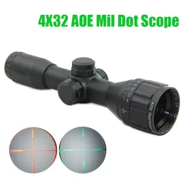 4x32 AOE tattico Aoe rosso e verde illuminato Mil Dot Ambito a caccia di ottica Compact Scope Compact