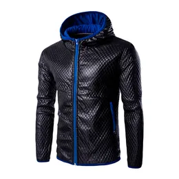 Hösthöst Vinter Casual Långärmad Solid Stativ Hooded Leather Jacket Top Casual Jackor Fashion Tops Slim Jacka Man Ny