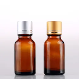 15ml amber Glass Bottle Sample Vial , Glass Bottle, Essential Oil Bottle With Black gold silver Cap fast shipping F067