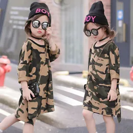 New 2017 Autumn Girls Camouflage Dress Kid Loose Straight Dress Children Long Style Shirt Toddler Fashion Dress No Bag, 2-7Y