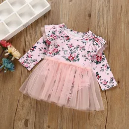 Hot Newborn Baby Clothes Infant Girls Kids Gown Romper Dress Long Sleeve Floral Lace Pageant Princess Tutu Lace Dress Baby Girls Clothes