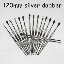 Strumento dabber in argento da 120 mm di alta qualità per strumenti per barattoli di erbe secche per cera, contenitore per stuoia