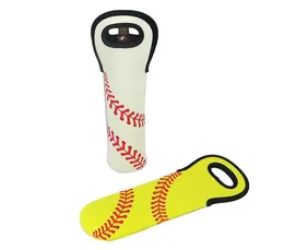 Neoprene Weinflaschenhalter 750 ml Baseball Single Pack Ball Muster Lilie Abdeckbeutel handgefertigte Ärmeln gelb weiß SN1178