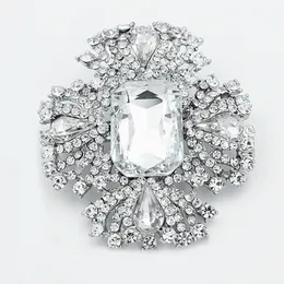 Sparkly grande flor broche de cristal Mulheres Rhinestone Diamante lapela Pin Broche de casamento nupcial jóias e acessórios