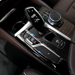Bmw g30 5 시리즈 자동차 스타일링 탄소 섬유 자동차 컨트롤 기어 시프트 패널 장식 스트립 스티커 커버 트림 자동차 액세서리