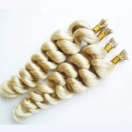 200 sztuk I Wskazówka Przedłużanie Włosów Blondynki Peruwiańskie Luźne Wave Hair 200G przed rozszerzeniem włosów keratyny na wiązkach kapsułek keratyny