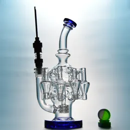 GCC 2: e 4 mm tjock recycker glas bong matris perc dab olje riggar vatten rör unika vatten bongs med 14 mm titan nagel oa01