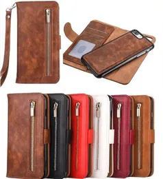 2 in 1 Detachable Removable Zipper Wallet Strap Leather Case For iphone XR XS Max 8 7 Plus Samsung S10 S9 Plus Note