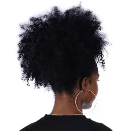 Afro Kinky Curly Ponytail For Women Natural Black Remy Hair 1 Piece Clip In Ponytails 100% Human Hair 120g free ship