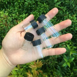 22 * 60 * 14mm 14mlのプラスチックふたの透明なガラスのギフトボトル瓶の黒いキャップ100ピース/ロット
