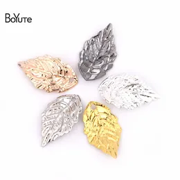 BoYuTe 50Pcs 7 Colors 10*18MM Stamping Leaf Charm Pendants DIY Metal Brass Floating Charms for Jewelry Making