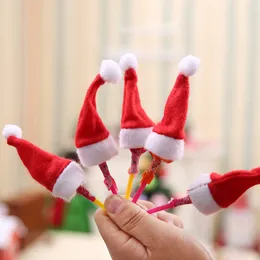 200ピースミニクリスマスサンタクロースハットクリスマスロリポップラップハットウェディングキャンディーギフトクリエイティブキャップクリスマスツリー飾り装飾W4 * H7CM